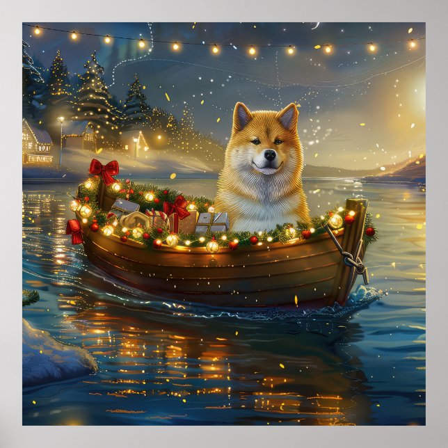 American Akita Christmas Festive Voyage Poster (Front)
