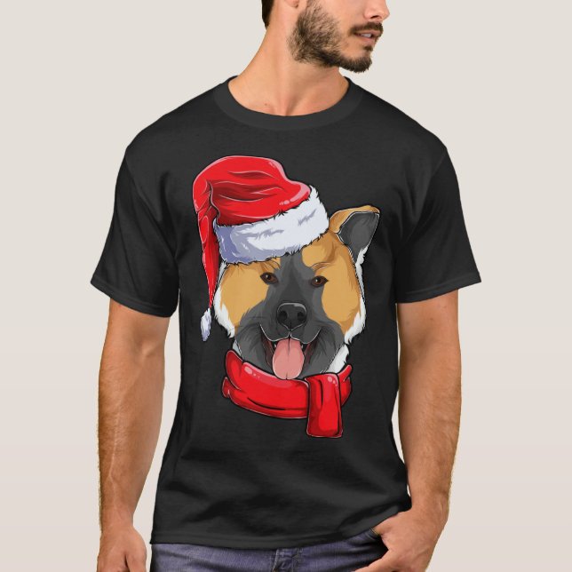 American Akita Dog Santa Claus Apparel  Christmas  T-Shirt (Front)