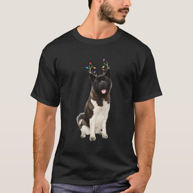 American Akita Reindeer Dog For Christmas T-Shirt (Front)