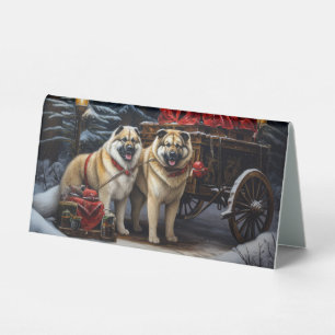 American Akita Snowy Sleigh Ride Christmas Decor