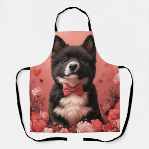 American Akita with Roses - Valentine's Day Apron