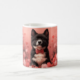 American Akita with Roses - Valentine's Day Coffee Mug