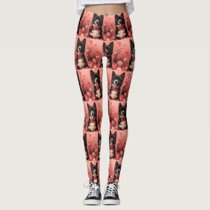 American Akita with Roses - Valentine's Day Leggings