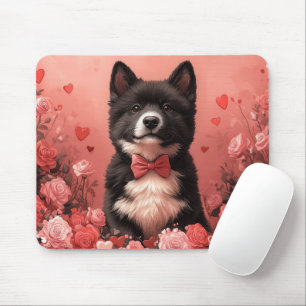 American Akita with Roses - Valentine's Day Mouse Mat