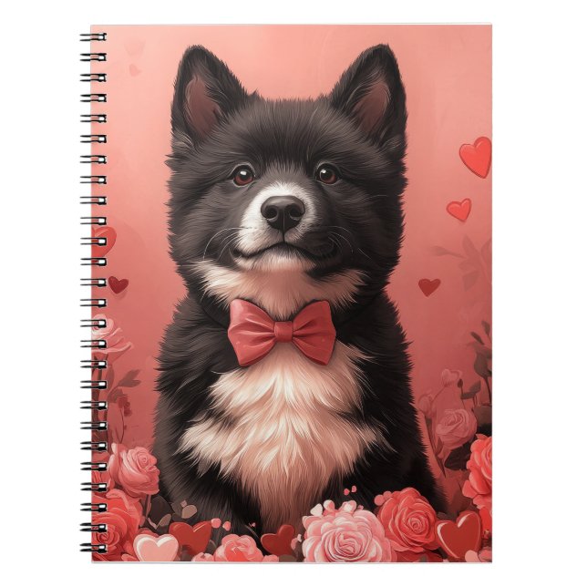American Akita with Roses - Valentine's Day Notebook (Front)