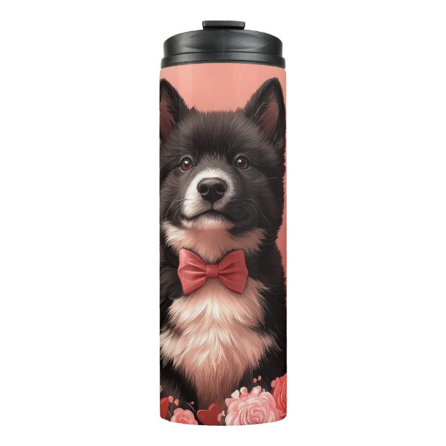 American Akita with Roses - Valentine's Day Thermal Tumbler (Front)