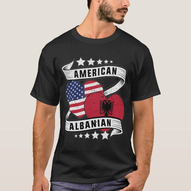 American Albanian flag shirt Half Albanian  (Front)