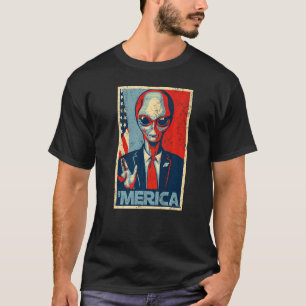 American Alien 4th Of July Ufo Usa Flag Patriotic T-Shirt