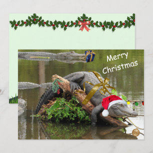 American Alligator Christmas Flat Card