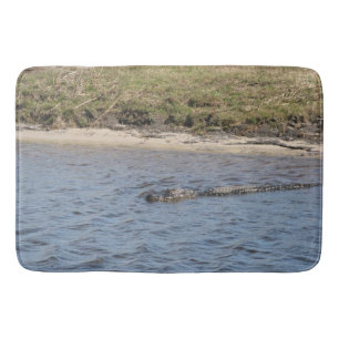 American Alligator in Florida Marsh Water Swamp Bath Mat