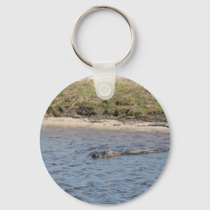 American Alligator Swimming in River Nature Photo Key Ring