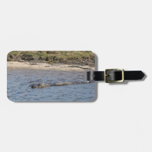 American Alligator Swimming River Wildlife Photo Luggage Tag