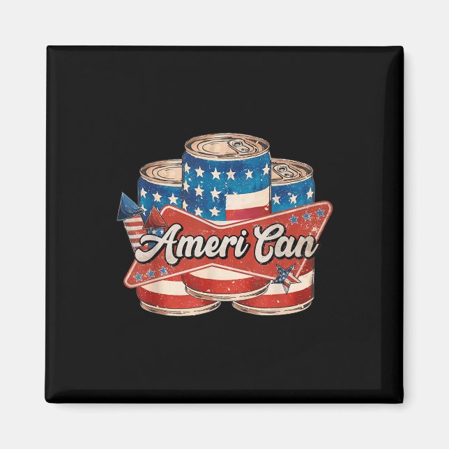 American Ameri Can 4th Of July Retro Usa Beer Patr Magnet (Front)