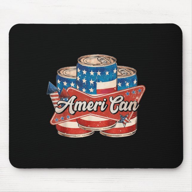 American Ameri Can 4th Of July Retro Usa Beer Patr Mouse Mat (Front)