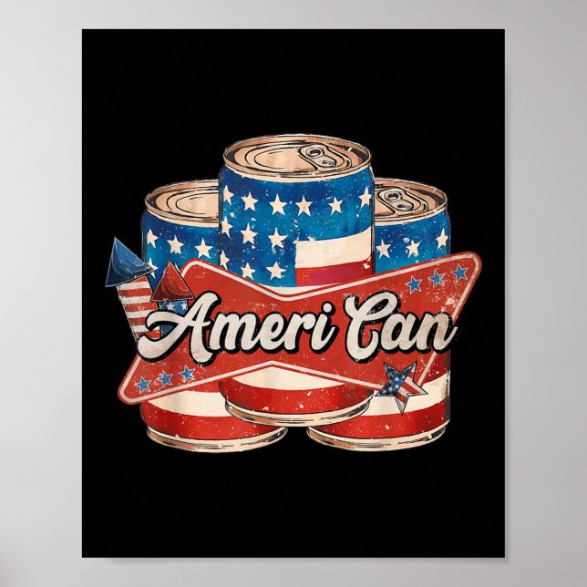 American Ameri Can 4th Of July Retro Usa Beer Patr Poster (Front)