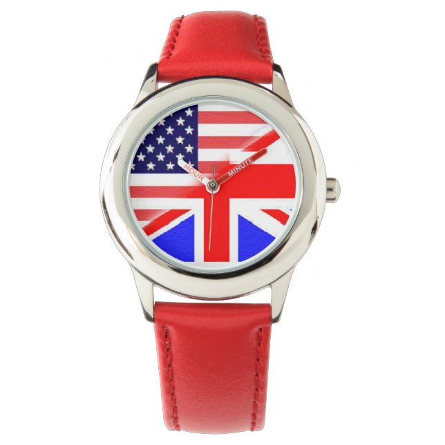 American and British Flag Kids Bezel Watch (Front)