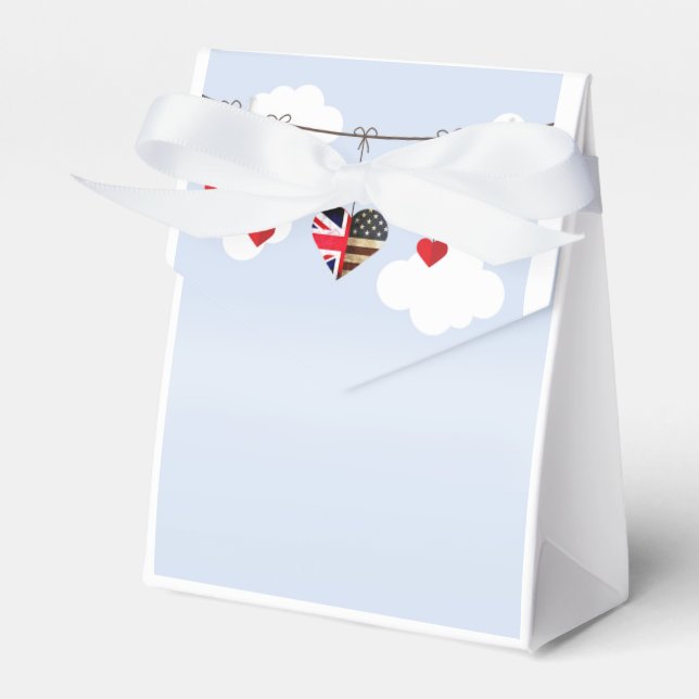 American and British flags, Heart Royal Wedding Favour Box (Front Side)