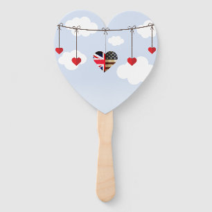American and British flags, Heart Royal Wedding Hand Fan