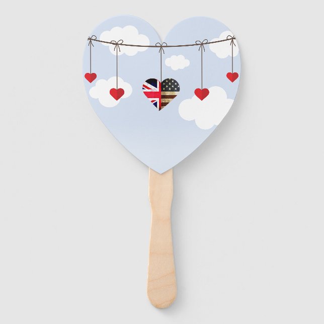 American and British flags, Heart Royal Wedding Hand Fan (Front)