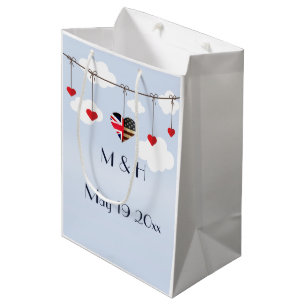 American and British flags, Heart Royal Wedding Medium Gift Bag