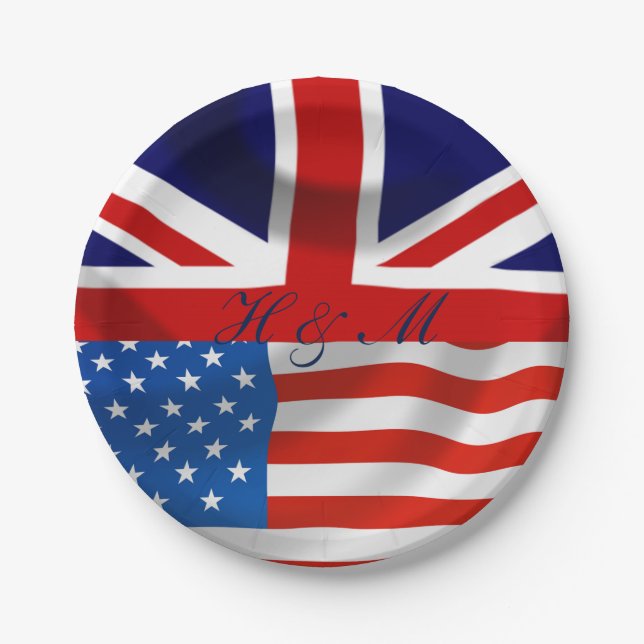 American and British flags,  Royal Wedding Paper Plate (Front)