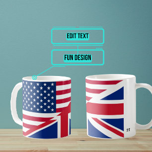 American and British Merged Flag Mug