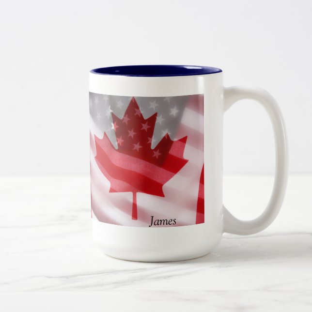American and Canadian flags coffee mug (Right)