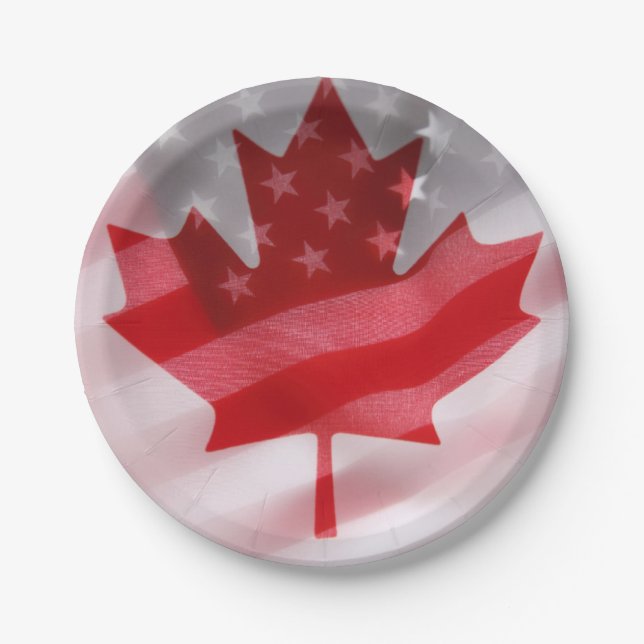 American and Canadian flags Paper Plate (Front)