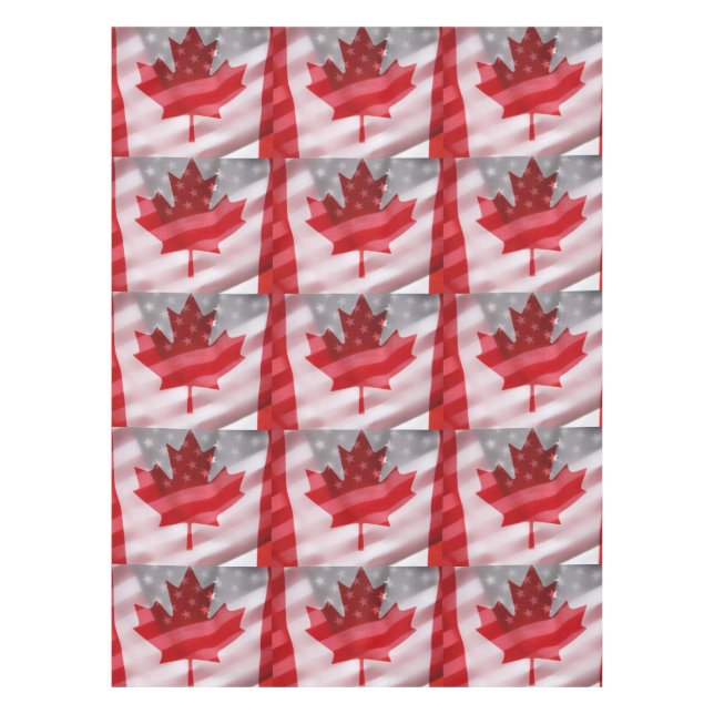 American and Canadian flags Tablecloth (Front)