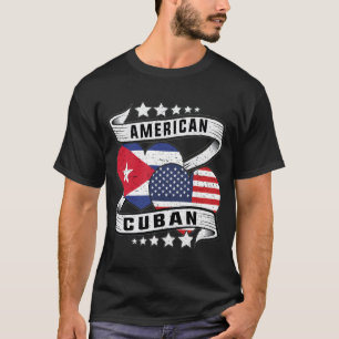 American and Cuban flag Half Cuban half American  T-Shirt