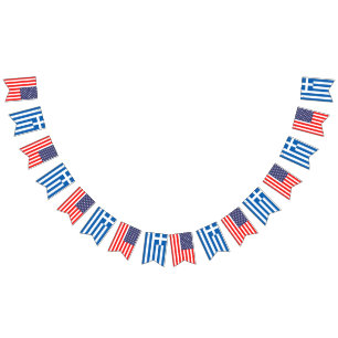 American and Greek international wedding party Bunting
