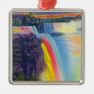 American and Horseshoe Falls at Dusk Metal Tree Decoration