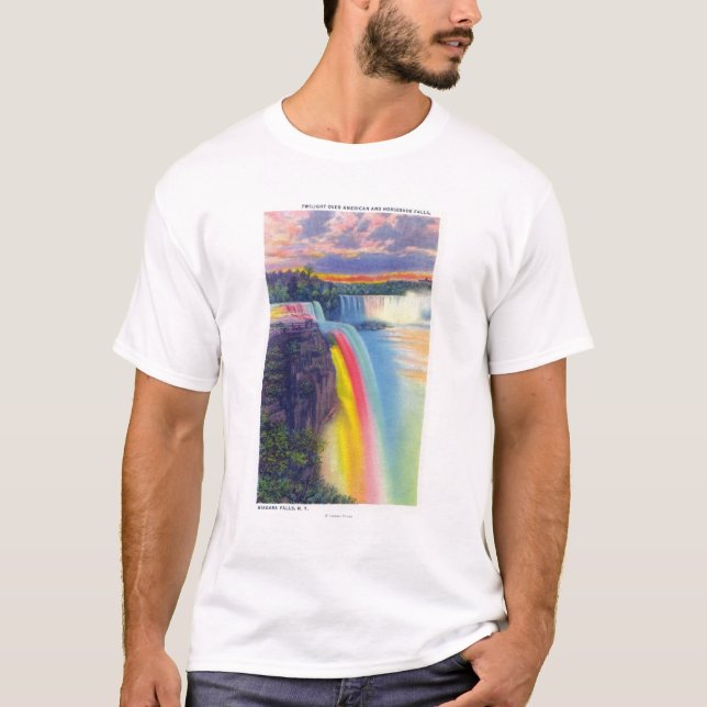 American and Horseshoe Falls at Dusk T-Shirt (Front)