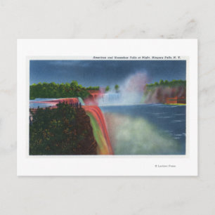 American and Horseshoe Falls Illuminated Postcard