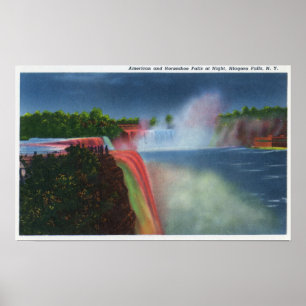 American and Horseshoe Falls Illuminated Poster