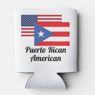 American And Puerto Rican Flag Can Cooler