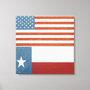 American and Texas Flag USA Red White and Blue Canvas Print