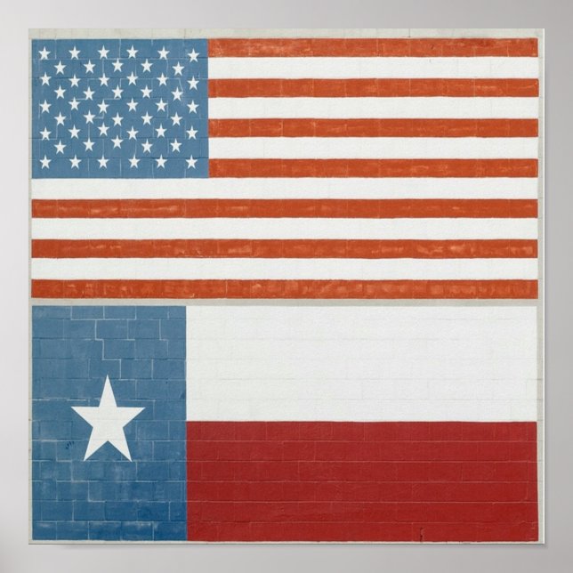 American and Texas Flag USA Red White and Blue Poster (Front)