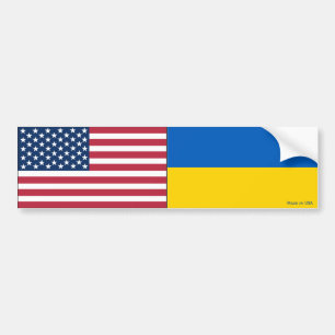 American and Ukrainian Flags Bumper Sticker
