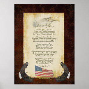 "American Anthem" Patriotic Original Poem US Flag Poster