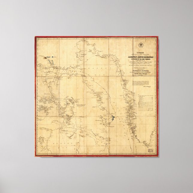 American Arctic Expedition Map (1853) Canvas Print (Front)