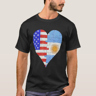 American Argentinian Flag Heart T-Shirt