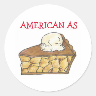American As Apple Pie Slice a la Mode Patriotic US Classic Round Sticker