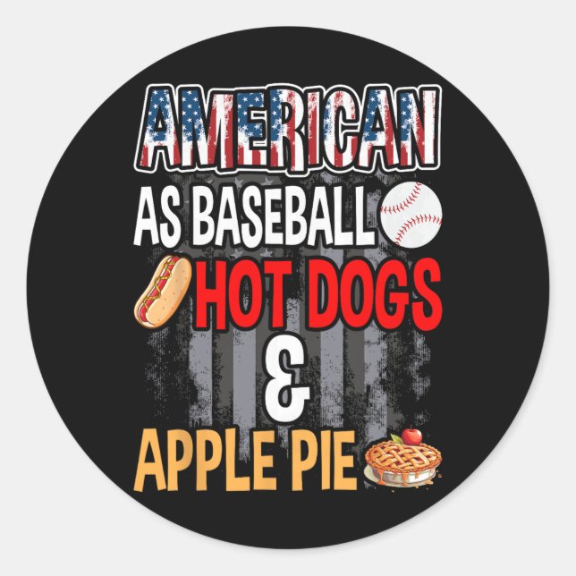 American As Bysebyll Hotdog And Apple Pie  Classic Round Sticker (Front)