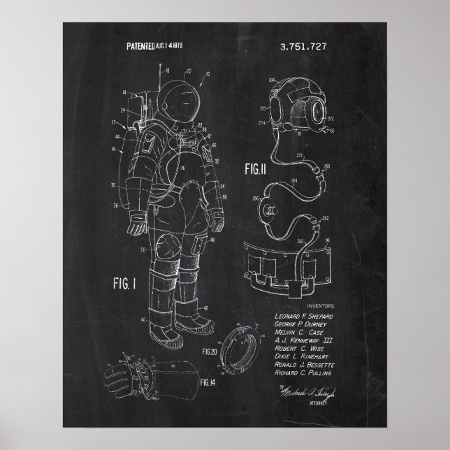 American Astronaut Space Suit Patent Poster (Front)