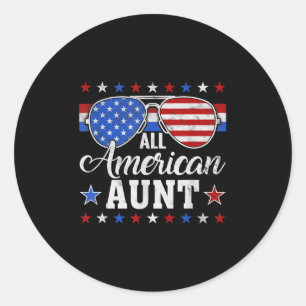 American Aunt Matching Family 4th Of July Usa Patr Classic Round Sticker