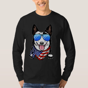 American Australian Cattle Dog Usa Flag 4th Of Jul T-Shirt