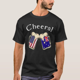 American Australian Patriot US Flag Beer Australia T-Shirt