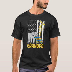 American Autism Grandpa USA flag Elephant Awarenes T-Shirt