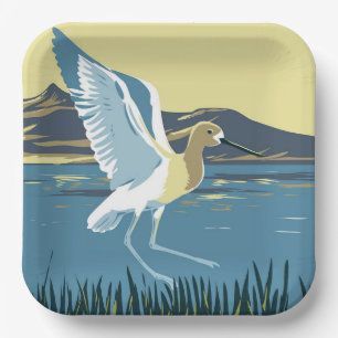 American Avocet Paper Plate